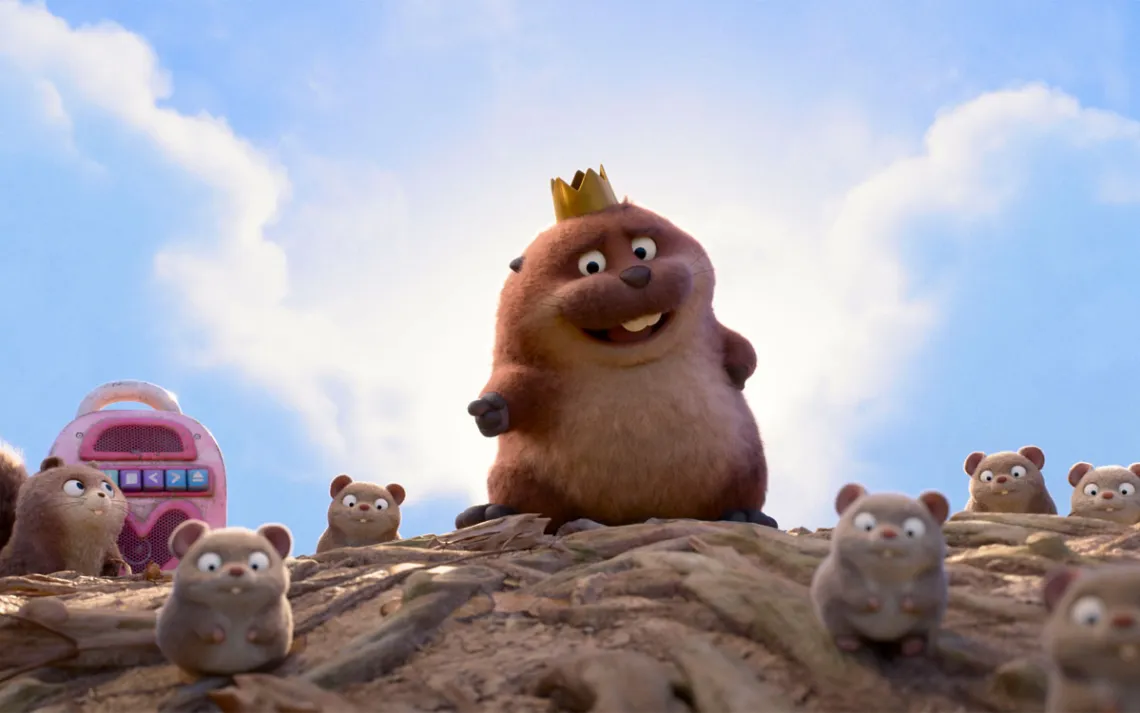 The main beaver in Pixar's latest film stands atop his kingdom