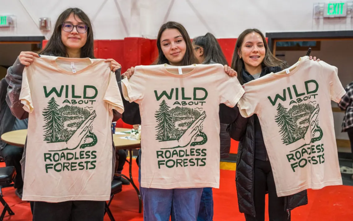 Attendees at a public hearing to support the Forest Service's proposal to protect roadless portions the Tongass National Forest. The hearing was co-hosted by the Organized Village of Kake and the Southeast Alaska Conservation Council.