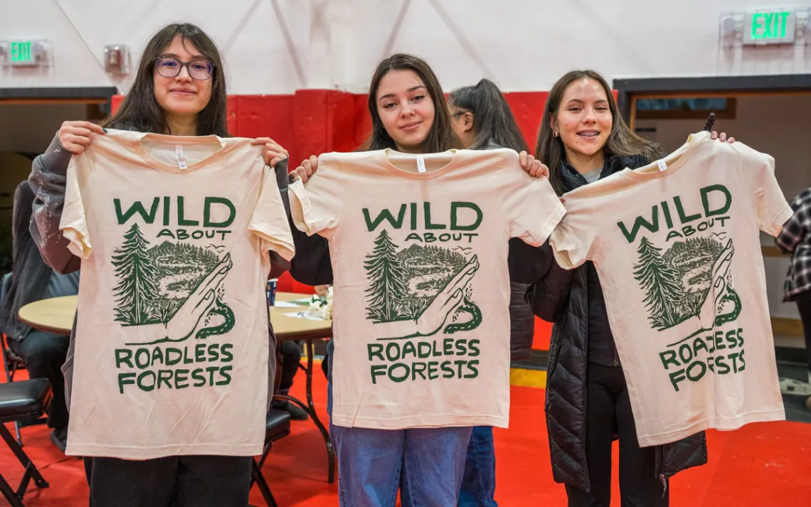 Attendees at a public hearing to support the Forest Service's proposal to protect roadless portions the Tongass National Forest. The hearing was co-hosted by the Organized Village of Kake and the Southeast Alaska Conservation Council.