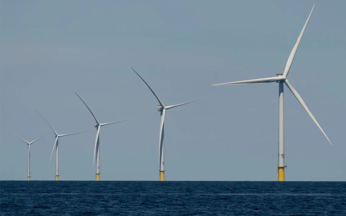 Offshore wind turbines off the coast of Massachusetts.