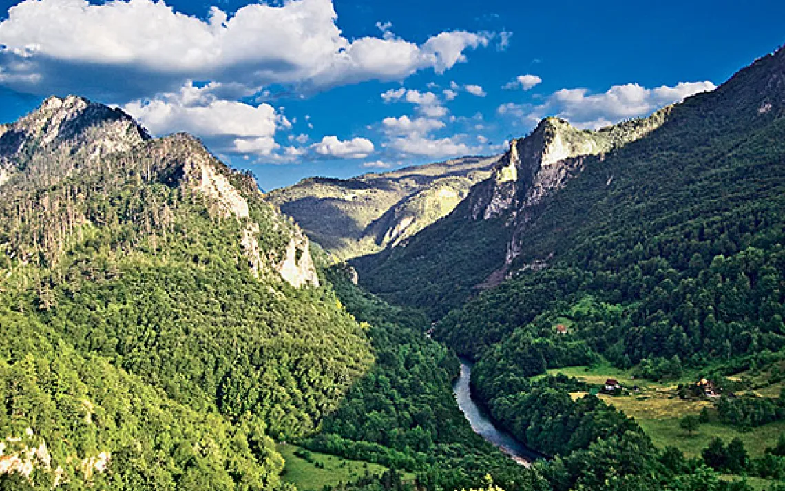 Cascading out of the Prokletije mountains, the Tara River has cut a 4,200-foot-deep gorge in northern Montenegro.