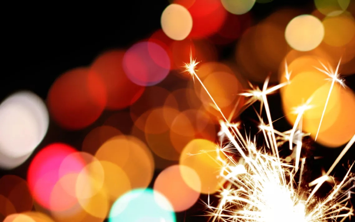 Fireworks and a holiday sparkler