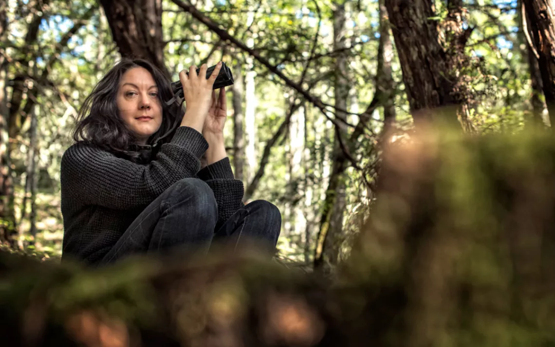 Helen Macdonald searches for birds in the redwoods.