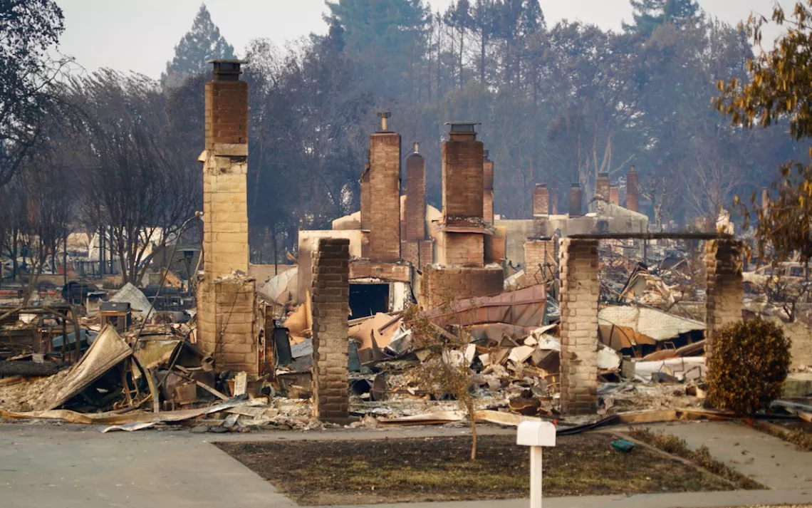 Burned home following Santa Rosa wildfire