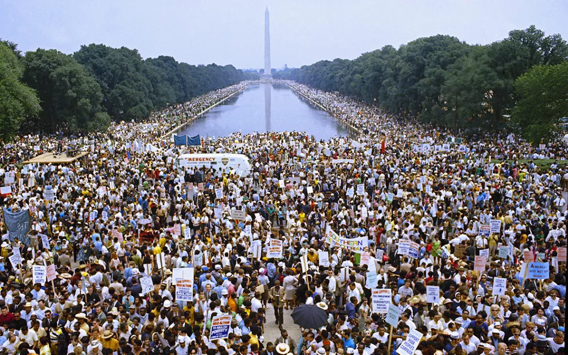 Arial shot of protestors on the Washington Mall for the 1968 Poor People's Campaign
