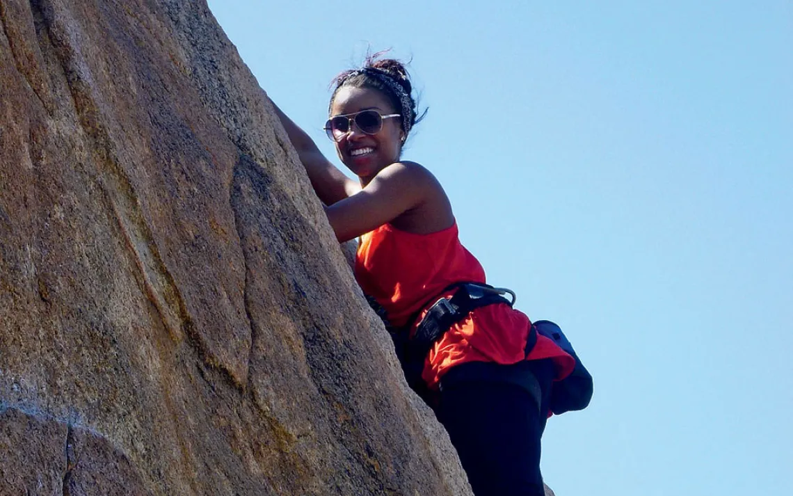 Brittany Johnson rock climbing at Mt. Rubidoux. 
