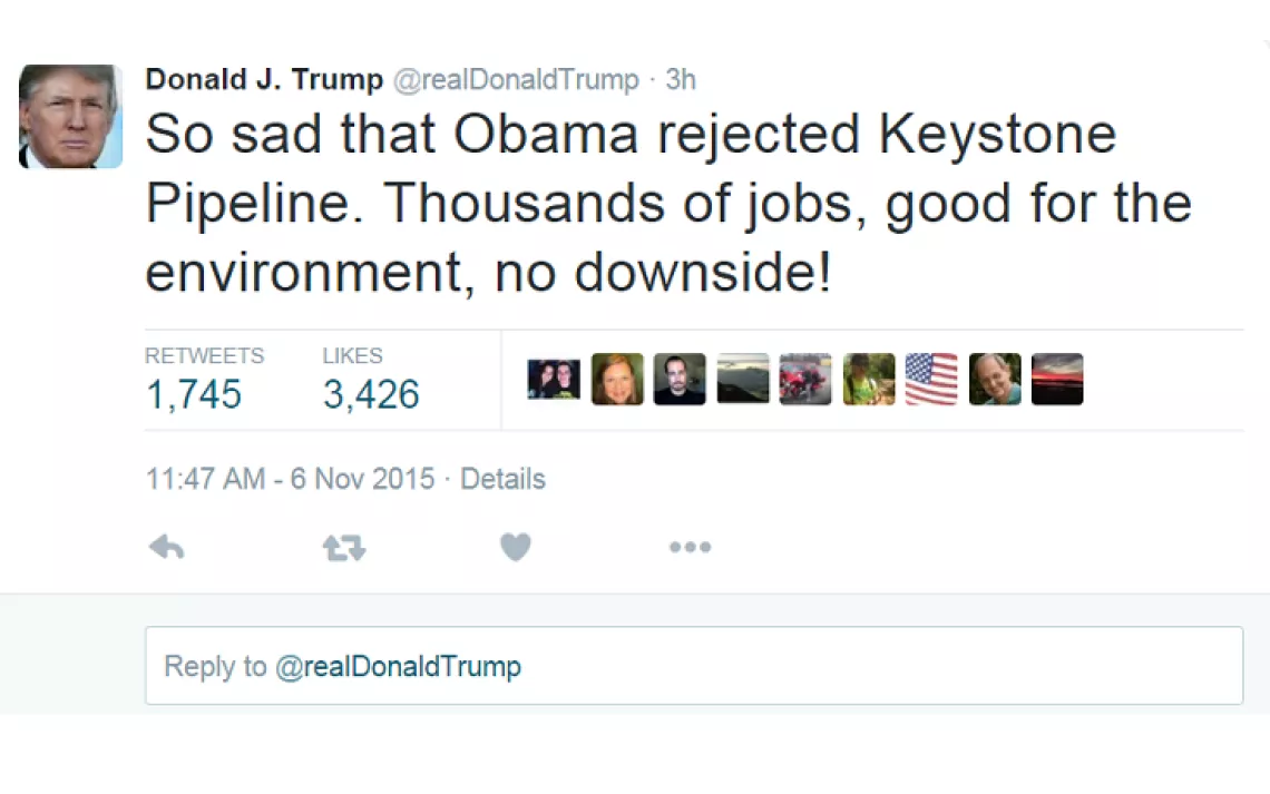  Presidential candidates tweet their reactions to Obama's rejection of Keystone pipeline.