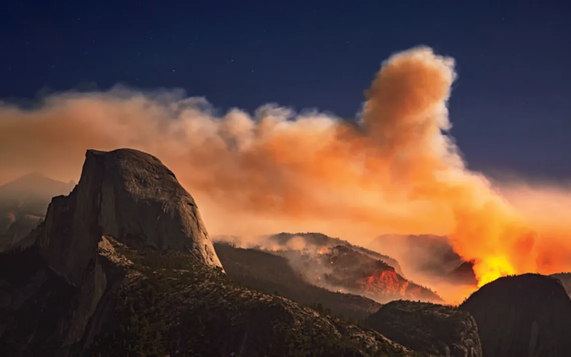 September's Meadow Fire in Yosemite National Park burned nearly 5,000 acres, closed popular hiking trails, and required dozens of people to be evacuated by helicopter from the top of Half Dome (at left). 