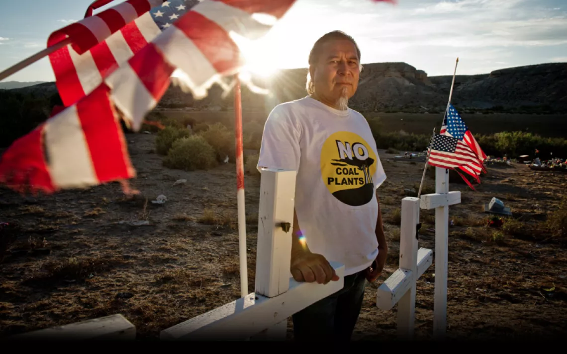 Vernon Lee at the Moapa tribal cemetery. "There aren't very many elders left, because people don't grow old anymore," he said. 