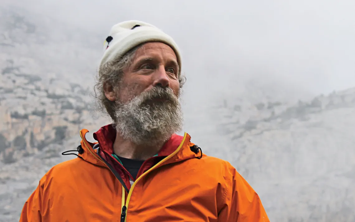 Matt Dyer breathes the fresh air of the High Sierra, while wearing a cap lent to him by trip co-leader Marta Chase.