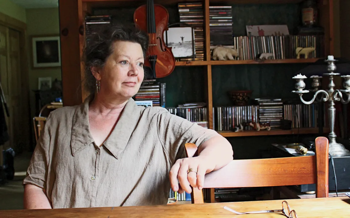 Jeanne Wells at home in Turner, Maine, one year after the attack.