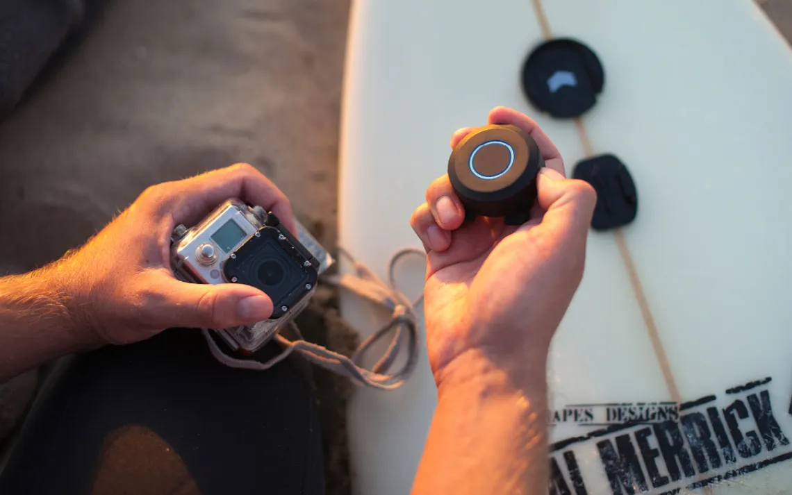 Trace's action sports tracker sticks onto your surfboard, skateboard, or skis and analyzes your every jump, trick, and turn.