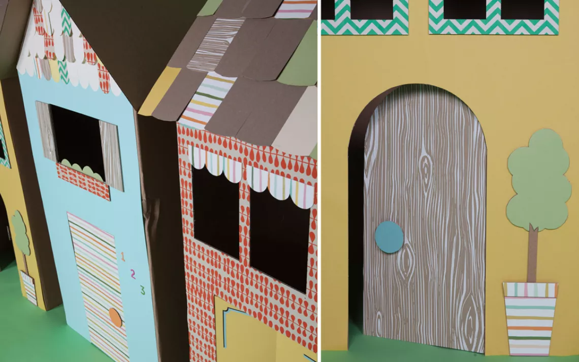 Apply any other decorations (e.g., window panes, plants, or address numbers).