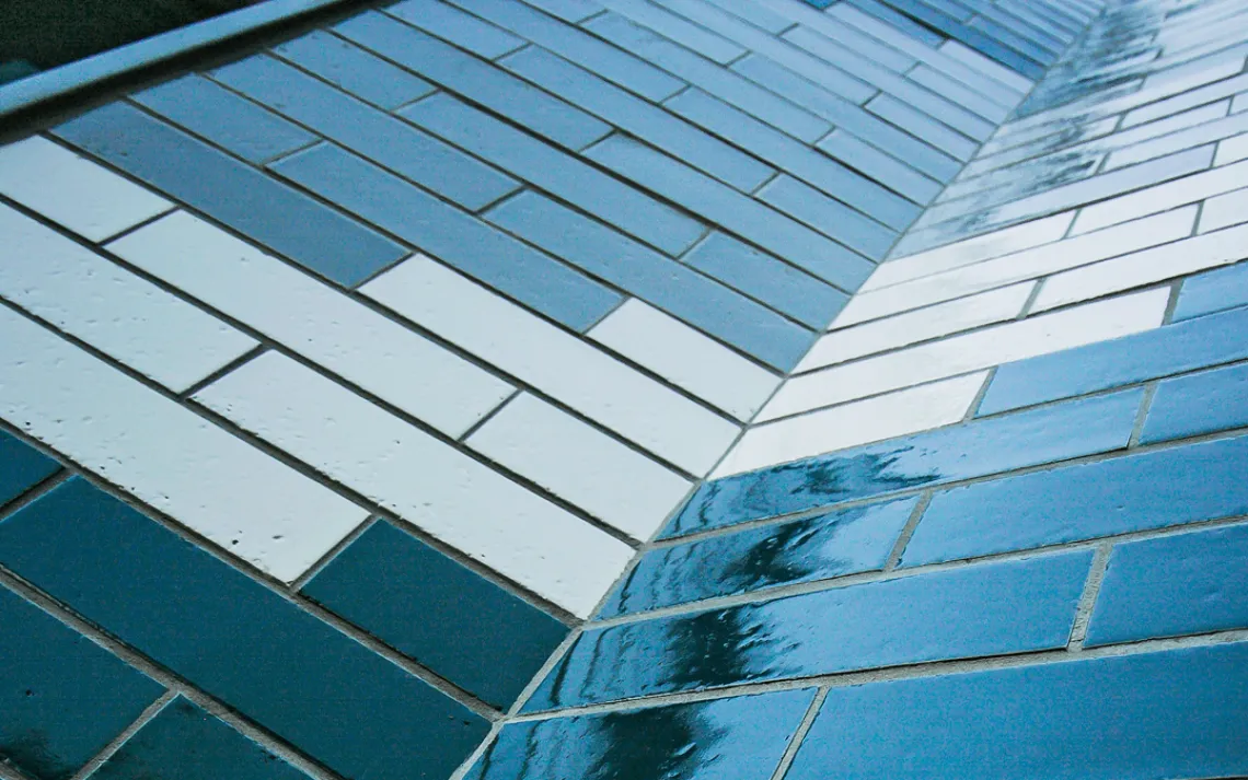 Details of recycled-content tilework