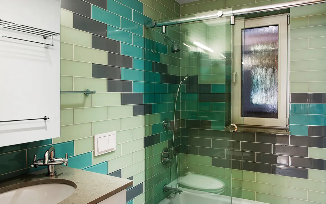 Details of recycled-content tilework