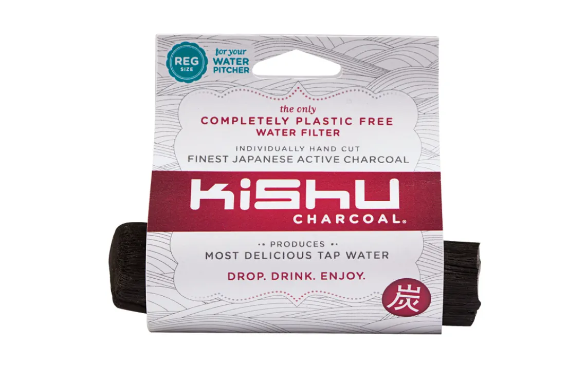 KISHU CHARCOAL's water filters, made from carbonized oak branches, trap tap water's toxins naturally--and all you have to do is drop one into a pitcher.