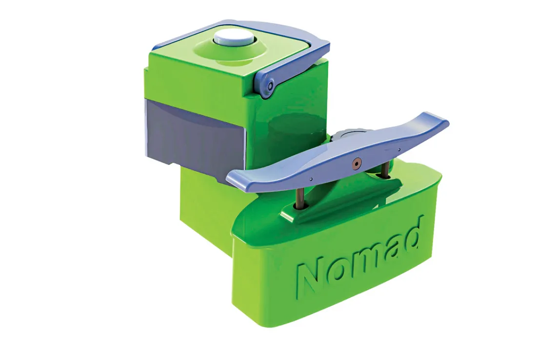 The compact Nomad espresso machine from UNITERRA needs only coffee grounds, hot water, and a push to produce barista-quality espresso--anywhere.