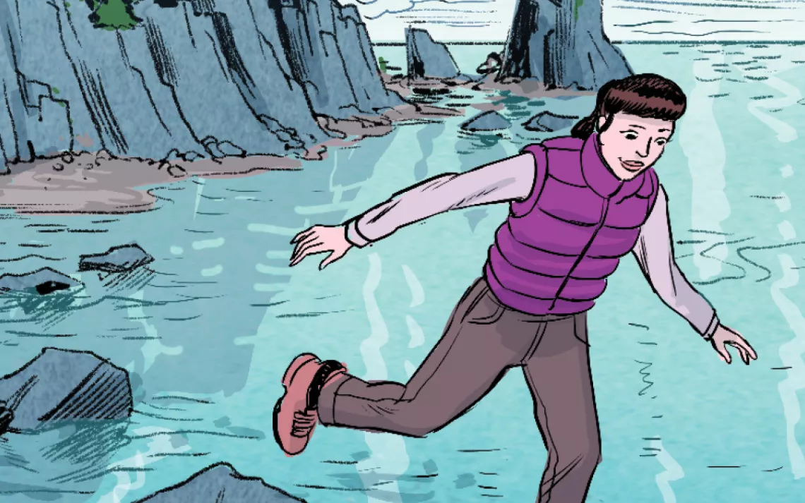 I walked along, skipping from rock to rock and admiring the fossils until I came to a narrow sandy beach tucked into the cliffs. I lingered there, lost in  my thoughts.