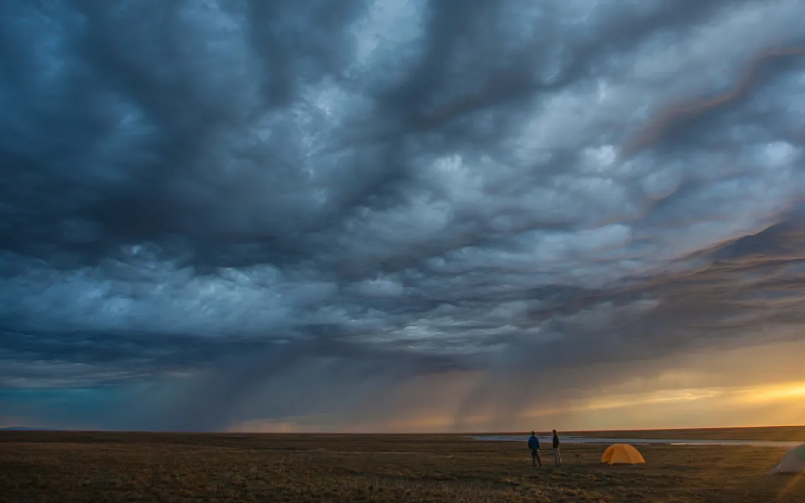 Tents on the coastal plain in Alaska's Arctic National Wildlife Refuge.