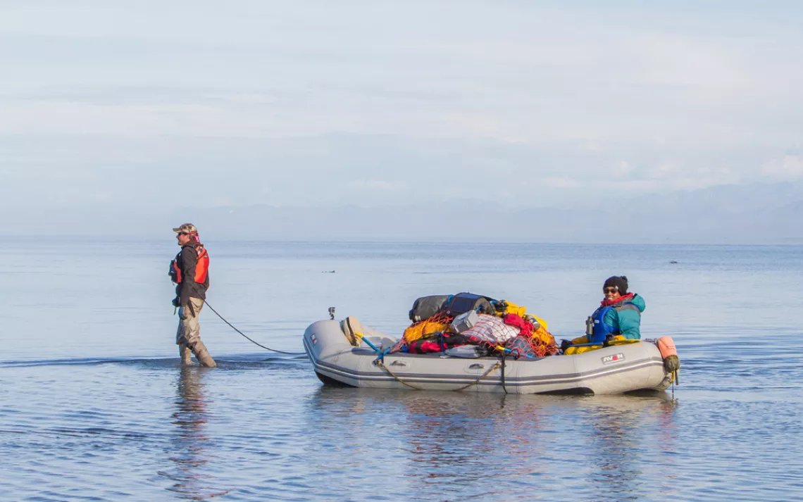 A raft on the Aichilik River, in Alaska's Arctic National Wildlife Refuge.