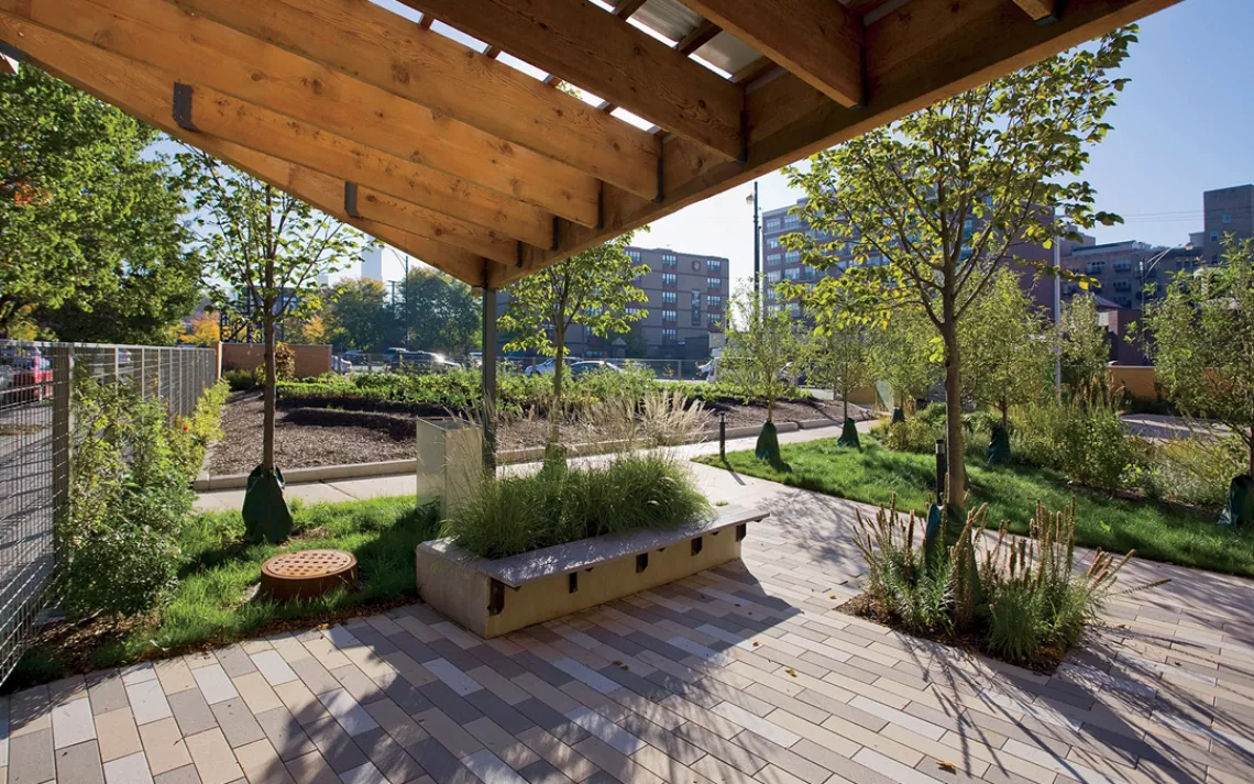 Chicago's Harvest Commons urban farm provides fresh produce for residents and a public cafe.
