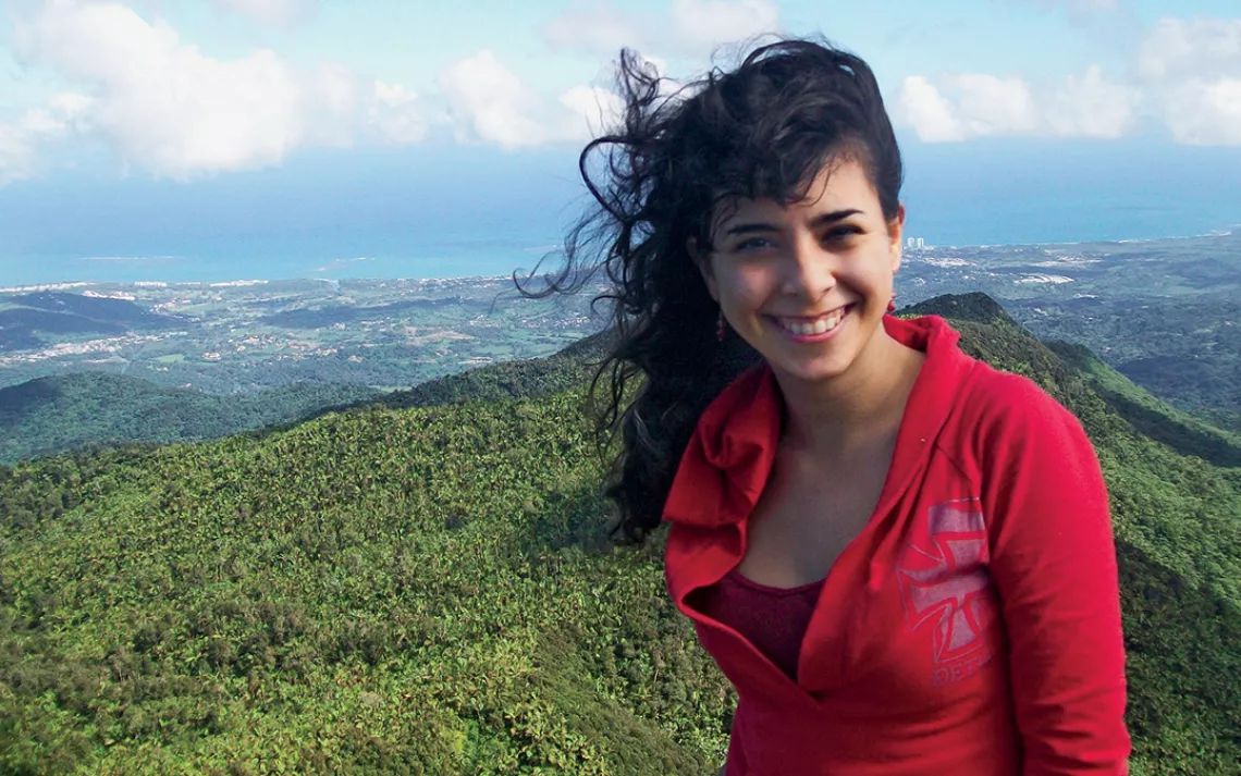 Amira Odeh, pictured atop Puerto Rico's El Yunque rainforest, got her university to clean up its drinking fountains.