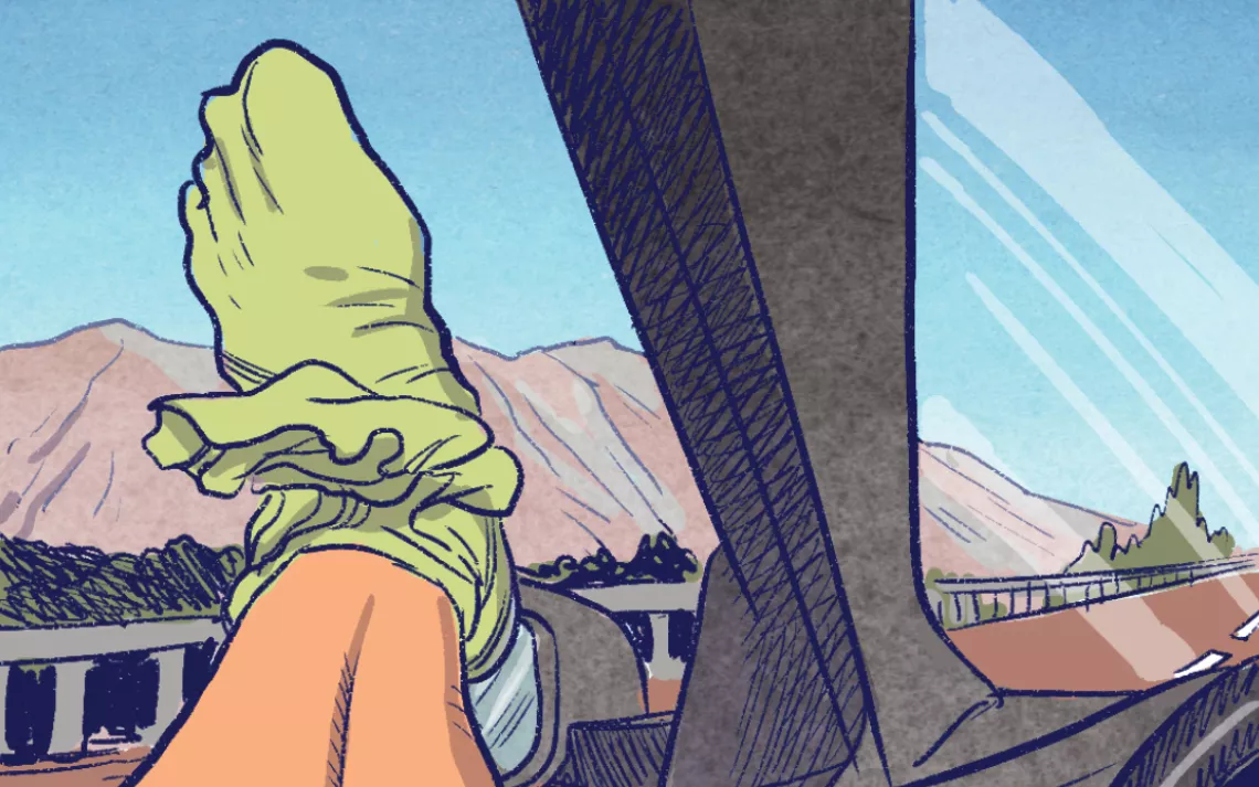 The next morning, I drove seven hours back to Oakland, my left foot dangling out the driver's-side window. It turned out I had shattered the end of my tibia and fractured my fibula. Now I have a plate and screws holding my leg together.