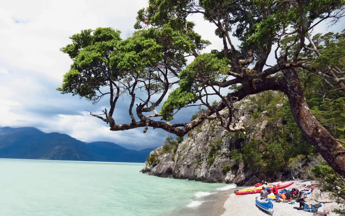 During our first day at sea, we took shelter at this beach in southern Chile.