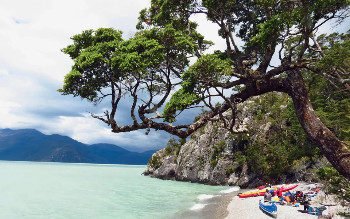 During our first day at sea, we took shelter at this beach in southern Chile.