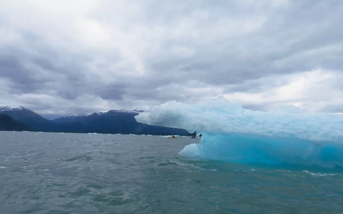 Near Chile's Jorge Montt Glacier, icebergs littered the bay.