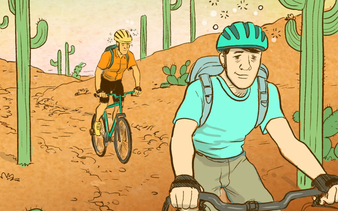 We were hungover and didn't bring enough water.  We only had part of a trail map, so we started riding four miles before the actual start.