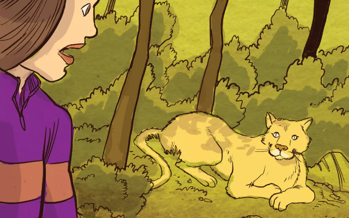 I stood up and looked behind me, but nobody was there. Then I looked to the left and saw it.