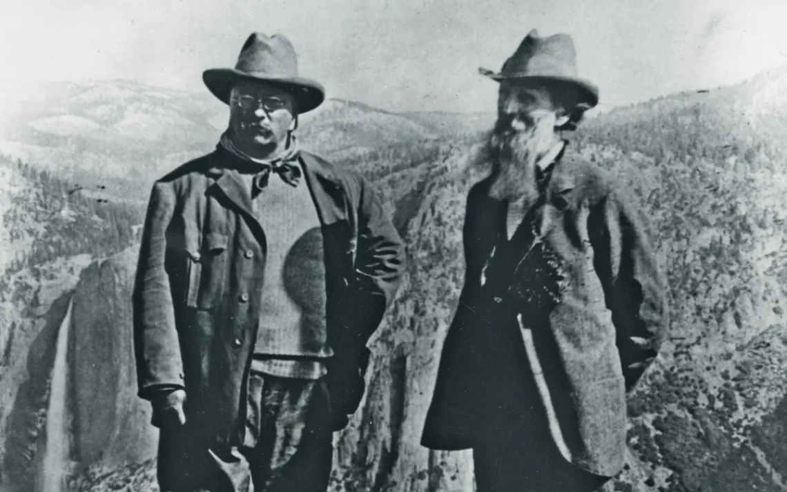 President Theodore Roosevelt and John Muir at Glacier Point, 1903.