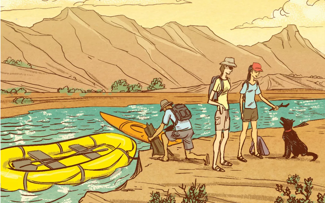 Pam, Dave, and I wanted to hike to the Mule Ear Diatreme, a cool  volcanic plug we thought was not far from the river.