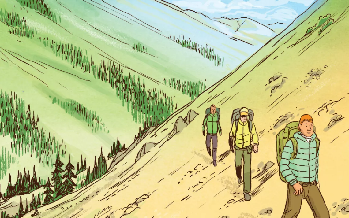 On the last day, as we started to ascend, it began to rain. it wasn't long before my down parka was soaked. I thought we should abandon summiting.