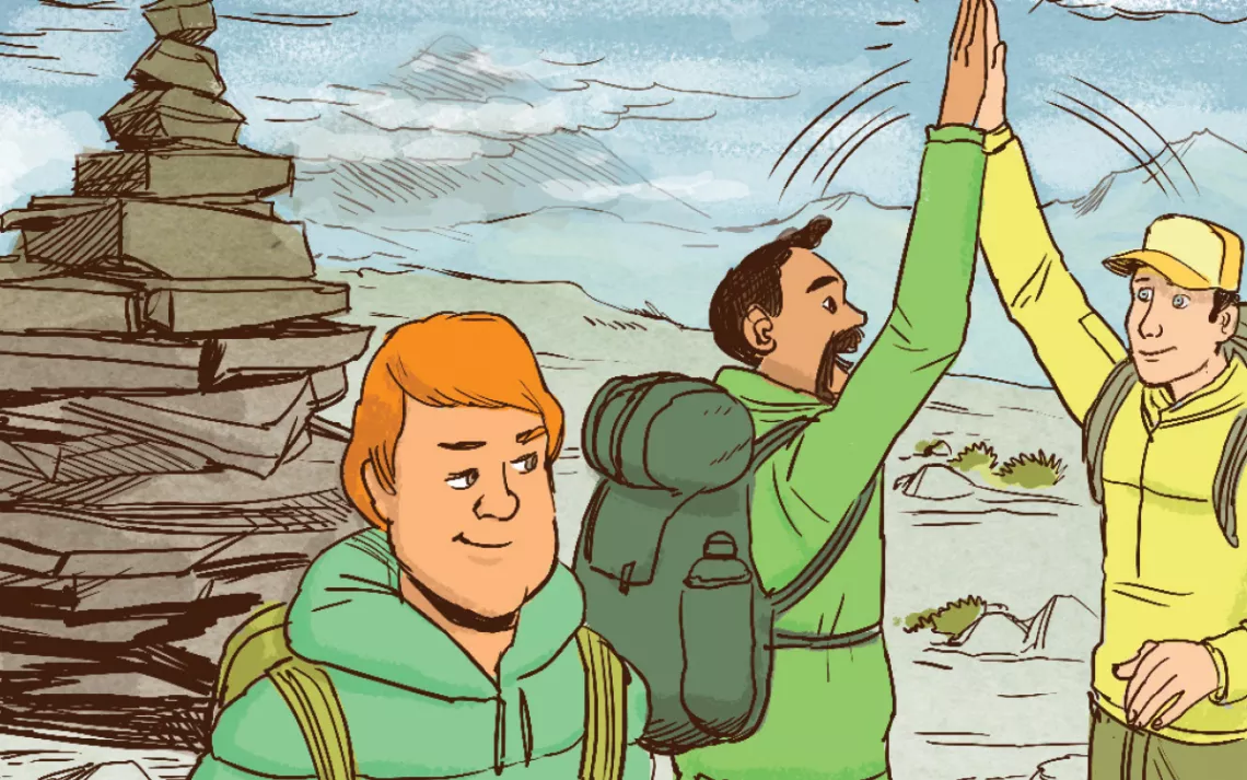 I joined my friends, who didn't know what I did--Richthofen has a false summit. The real one is 200 feet higher. But I played along, and we got down safely.