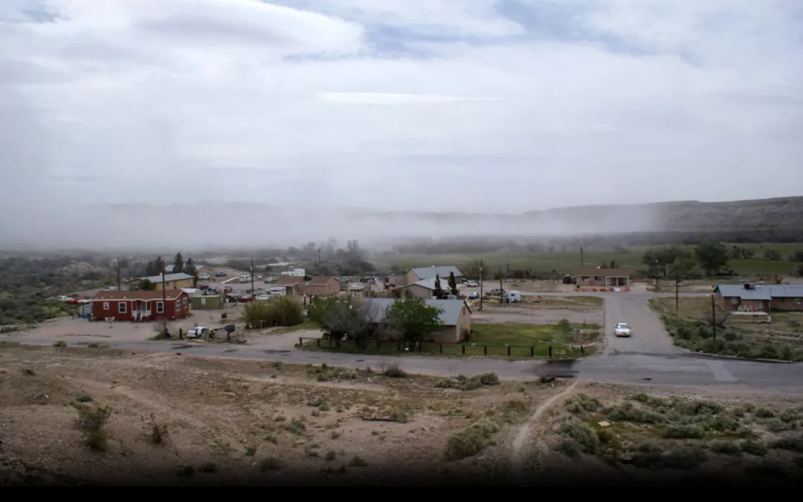 When the wind blows hard from the wrong direction, coal ash from the Reid Gardner Generating Station blows directly onto the Moapa reservation, home to about 150 tribal members. | Photo courtesy of the Moapa Band of Paiutes Environmental Department