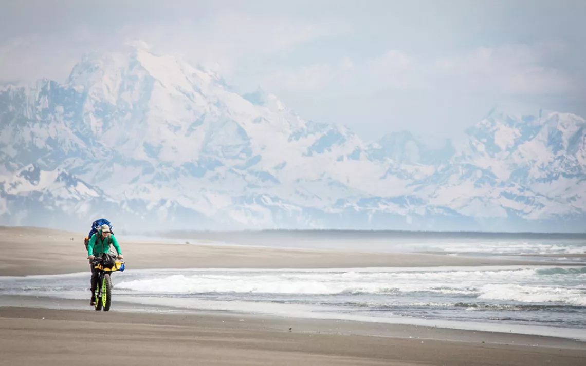 In the shadow of Mt. Fairweather, the coast south of Yakutat is among the world's most scenic bike paths.