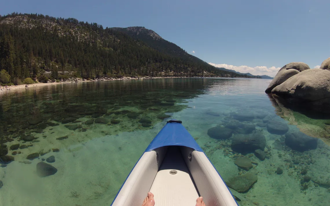 Kayaking on lakes outside of the Clair Tappaan Lodge.