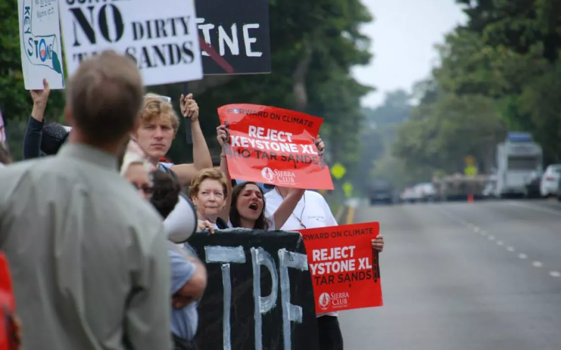 Sierra Club members protest Keystone XL in Santa Monica, 2013.