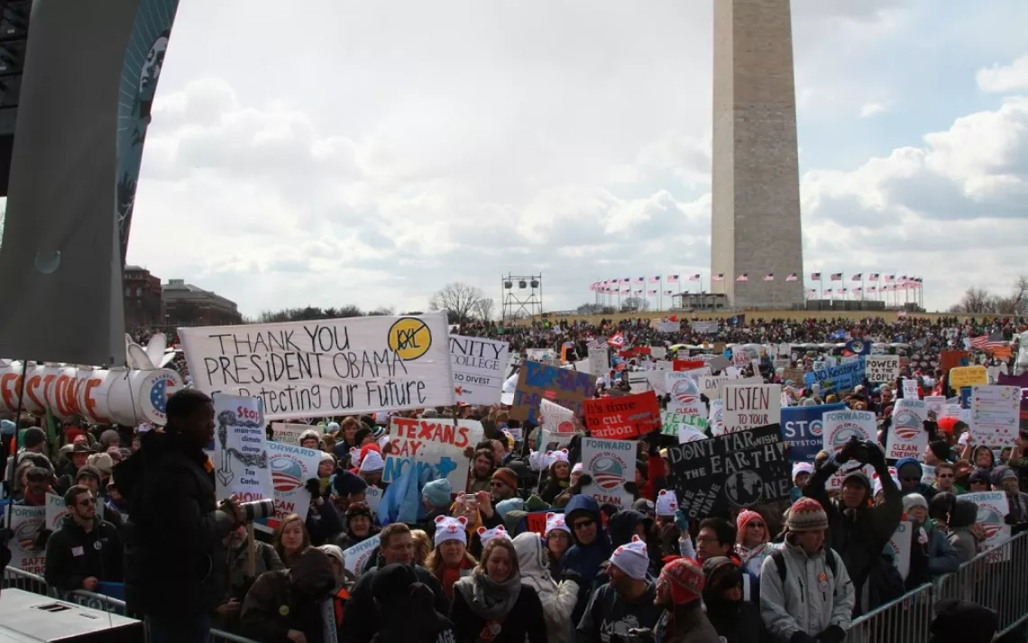 Michael Brune speaks to a crowd of Keystone XL protesters in D.C.