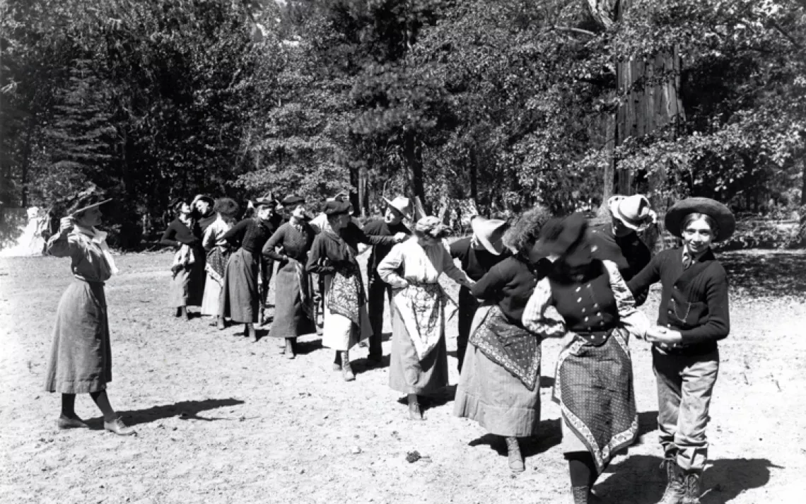 The Floradora dance, Sierra Club outing in King's River Canyon, 1902. By Joseph N. LeConte. 