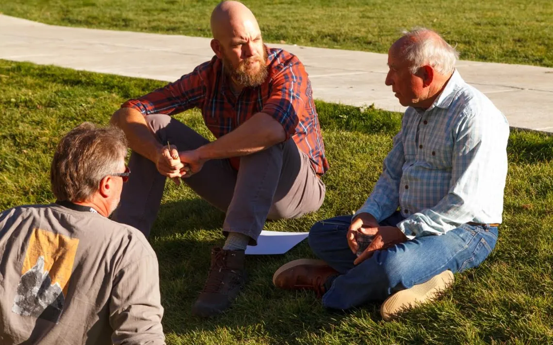 Stacy Bare, director of Sierra Club Outdoors, hanging out with Yvon Chouinard at SHIFT festival.