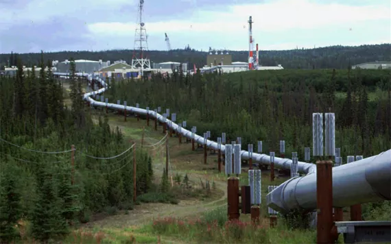 The Trans-Alaska pipeline and pump station north of Fairbanks, Alaska