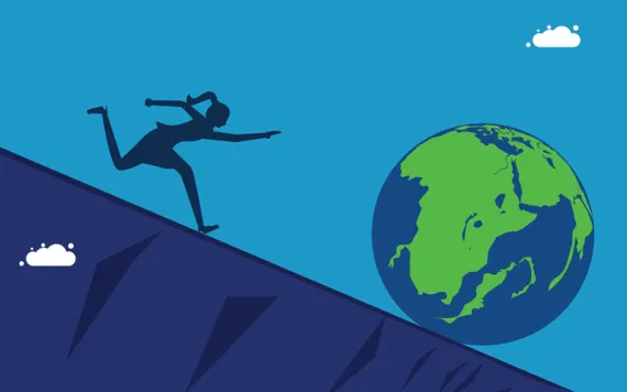 Illustration of a person chasing a globe