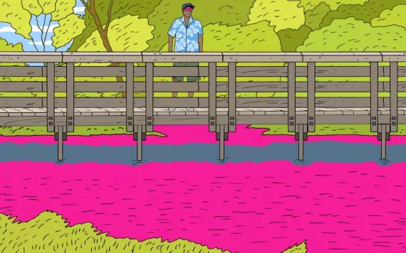 illustration of a pink pond
