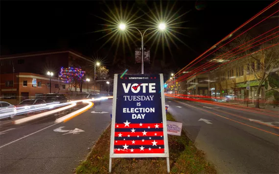 A sign reminds residents to do their civic duty on Election Day