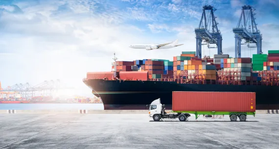 boat with shipping containers