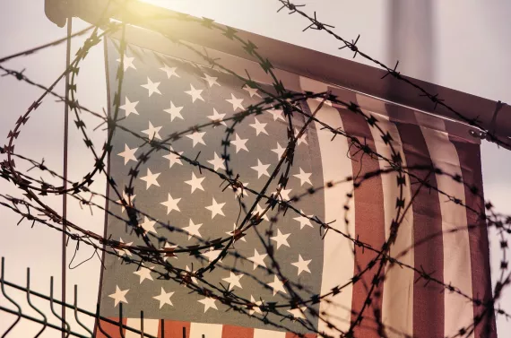 flag with barbed wire