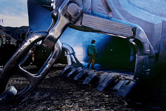 Each bite of this bucket at Wyoming's Black Thunder mine holds 170 cubic yards of coal.